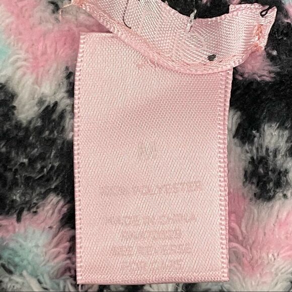 Fuzzy Pajama Pants Aqua Black White and Pink Size Medium - Picture 6 of 7